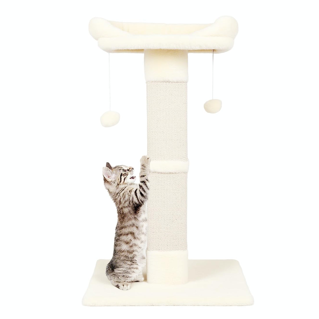 Comfort Cat Scratching Post - Sisal Tower with Plush Perch & Hanging Toys