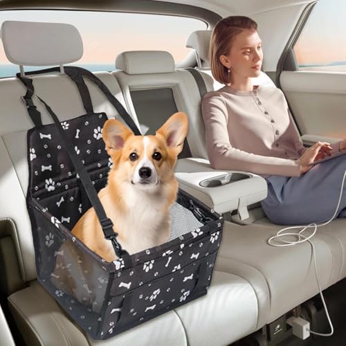 Portable Pet Car Seat - Foldable Travel Carrier with Storage Pocket