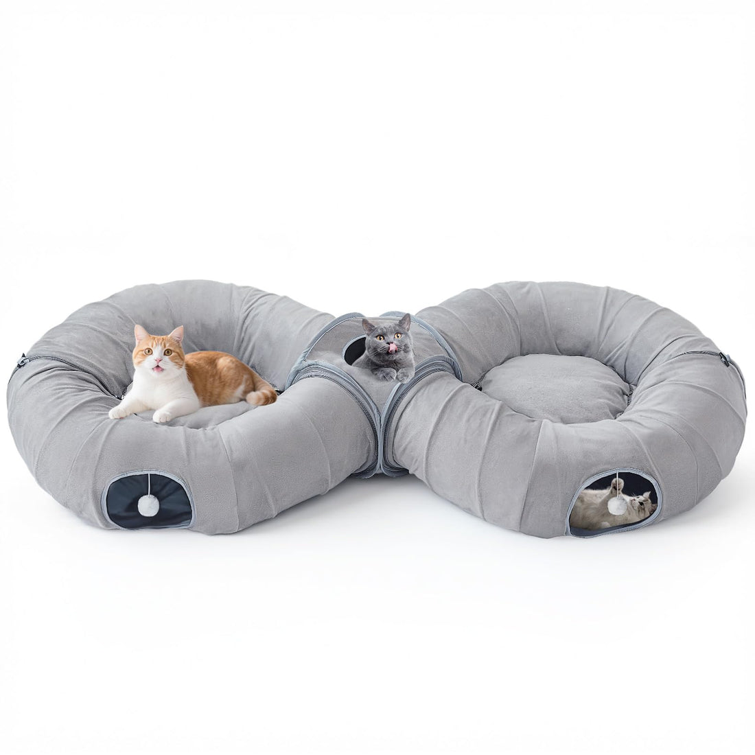 Convertible Pet Tunnel - 8-Shaped Play System with Plush Cushions