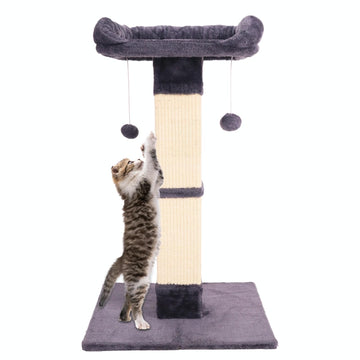 Comfort Cat Scratching Post - Sisal Tower with Plush Perch & Hanging Toys