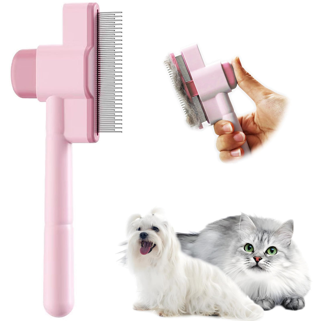Self-Cleaning Pet Comb - Gentle Grooming Brush for All Coat Types