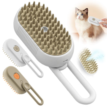 4-in-1 Pet Steam Brush - Rechargeable Grooming Tool with Spray Function