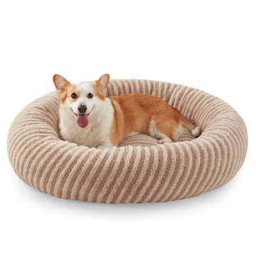 Comfort Donut Pet Bed - Plush Calming Cuddle Bed with Removable Cover