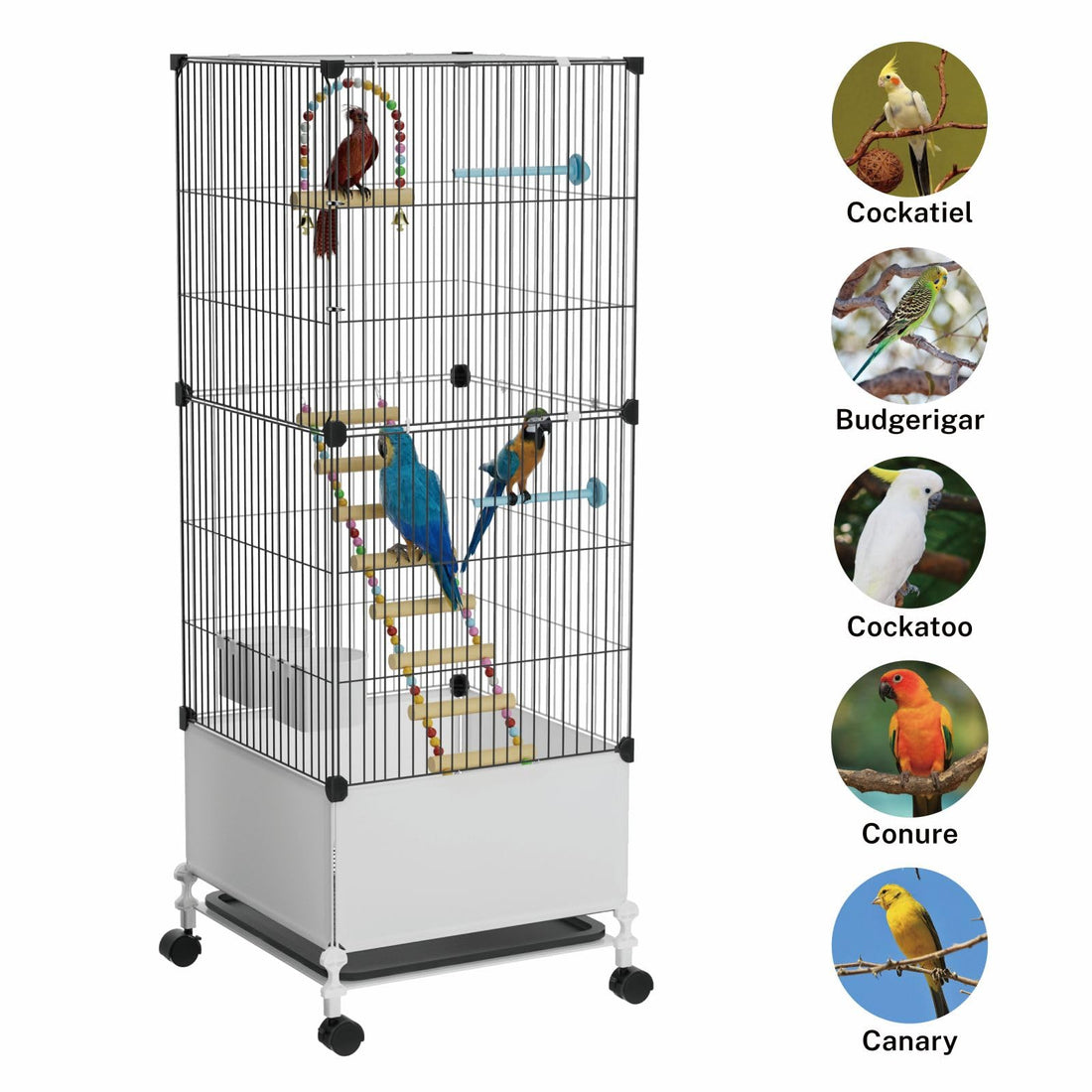 Flight Bird Cage - Spacious Habitat with Rolling Stand