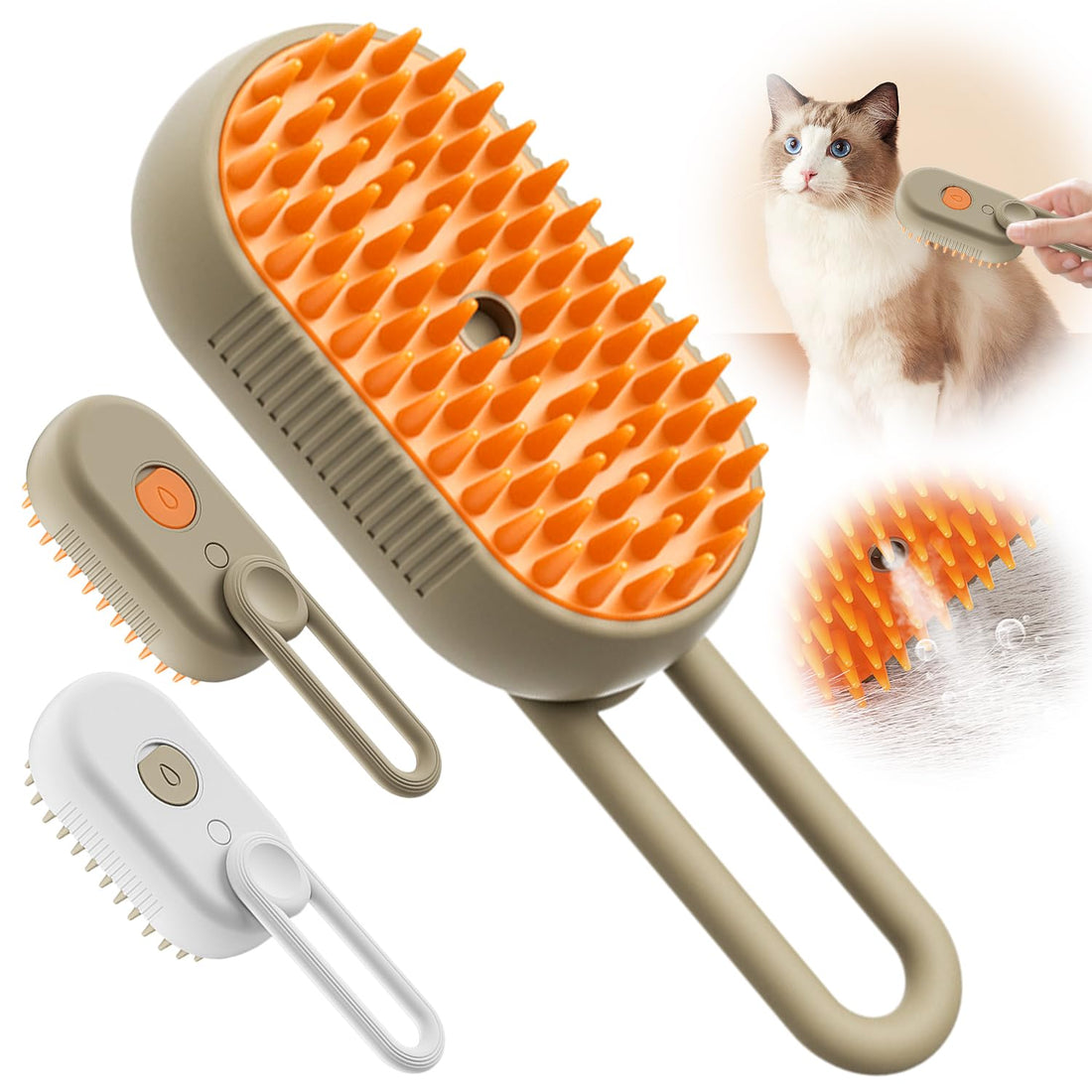 4-in-1 Pet Steam Brush - Rechargeable Grooming Tool with Spray Function
