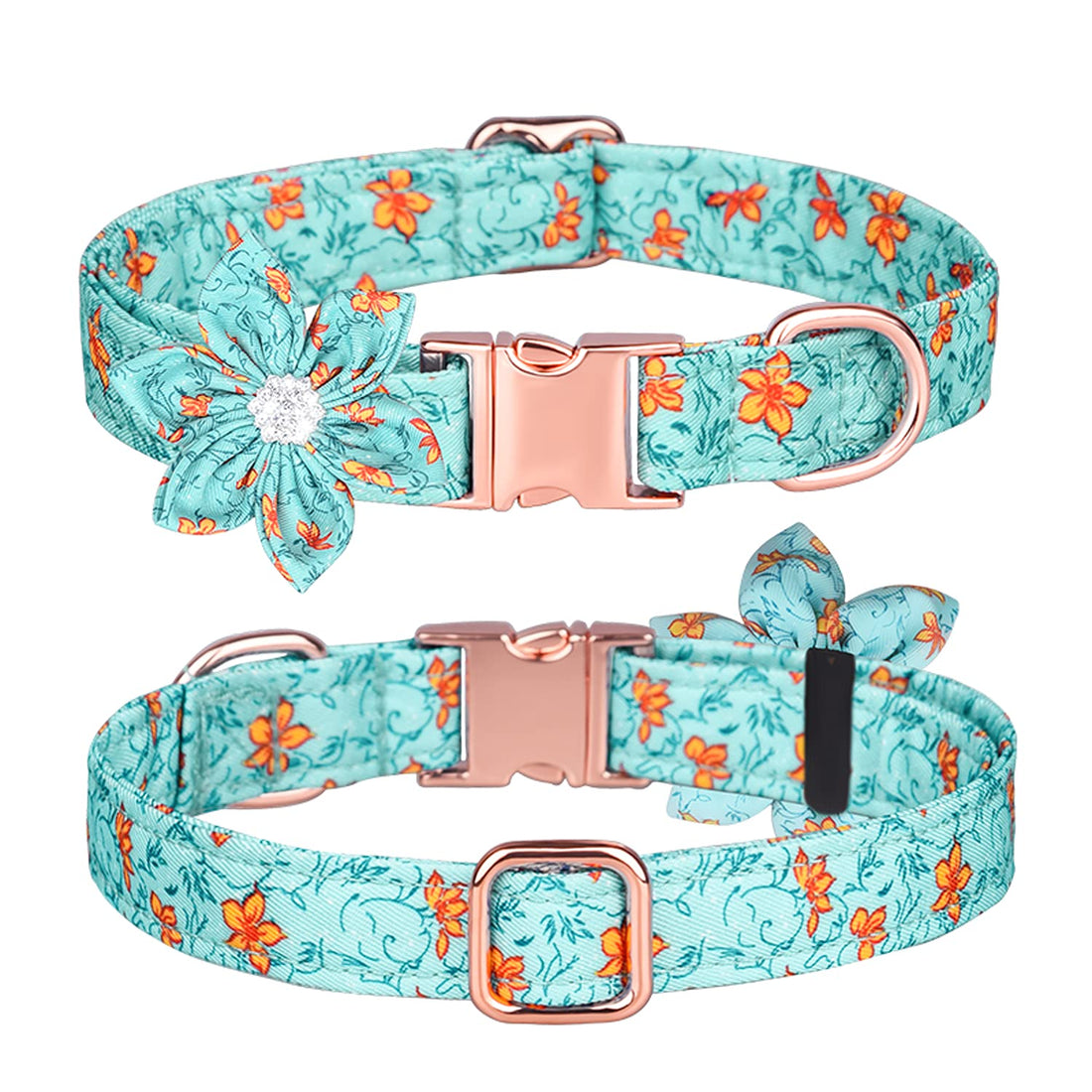 Elegant Pet Collar - Detachable Floral Accent with Soft Cotton