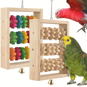 Parrot Chew Toys - Natural Wood Chewing & Puzzle Set