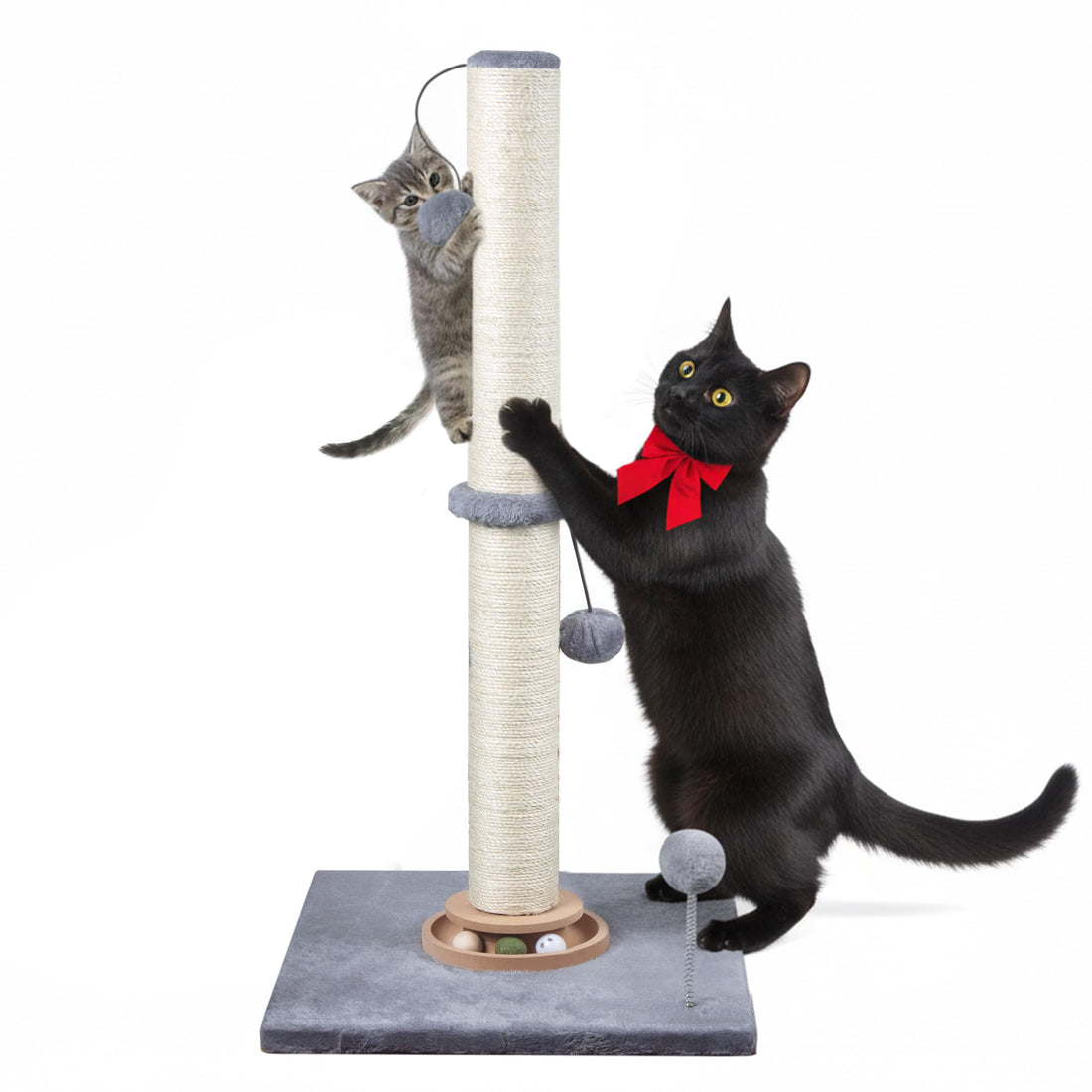 Interactive Cat Scratching Post - Sisal Activity Center with Play Balls