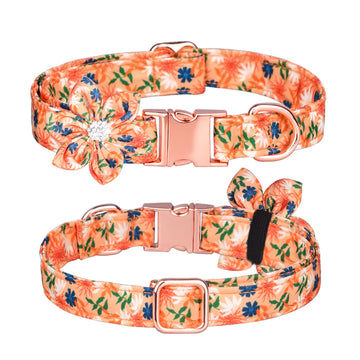 Elegant Pet Collar - Detachable Floral Accent with Soft Cotton