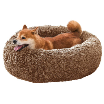 Cozy Donut Pet Bed - Plush Round Bed with Neck Support