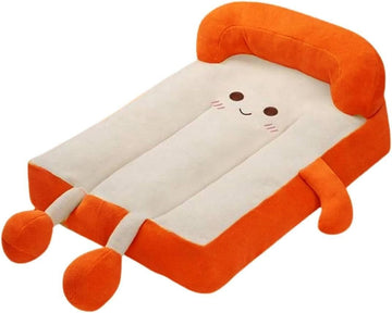 Toast-Shaped Pet Rest Mat - Washable Plush Bed with Playful Design