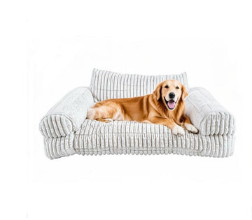Plush Pet Couch - Cozy Corduroy Sofa with Non-Slip Base