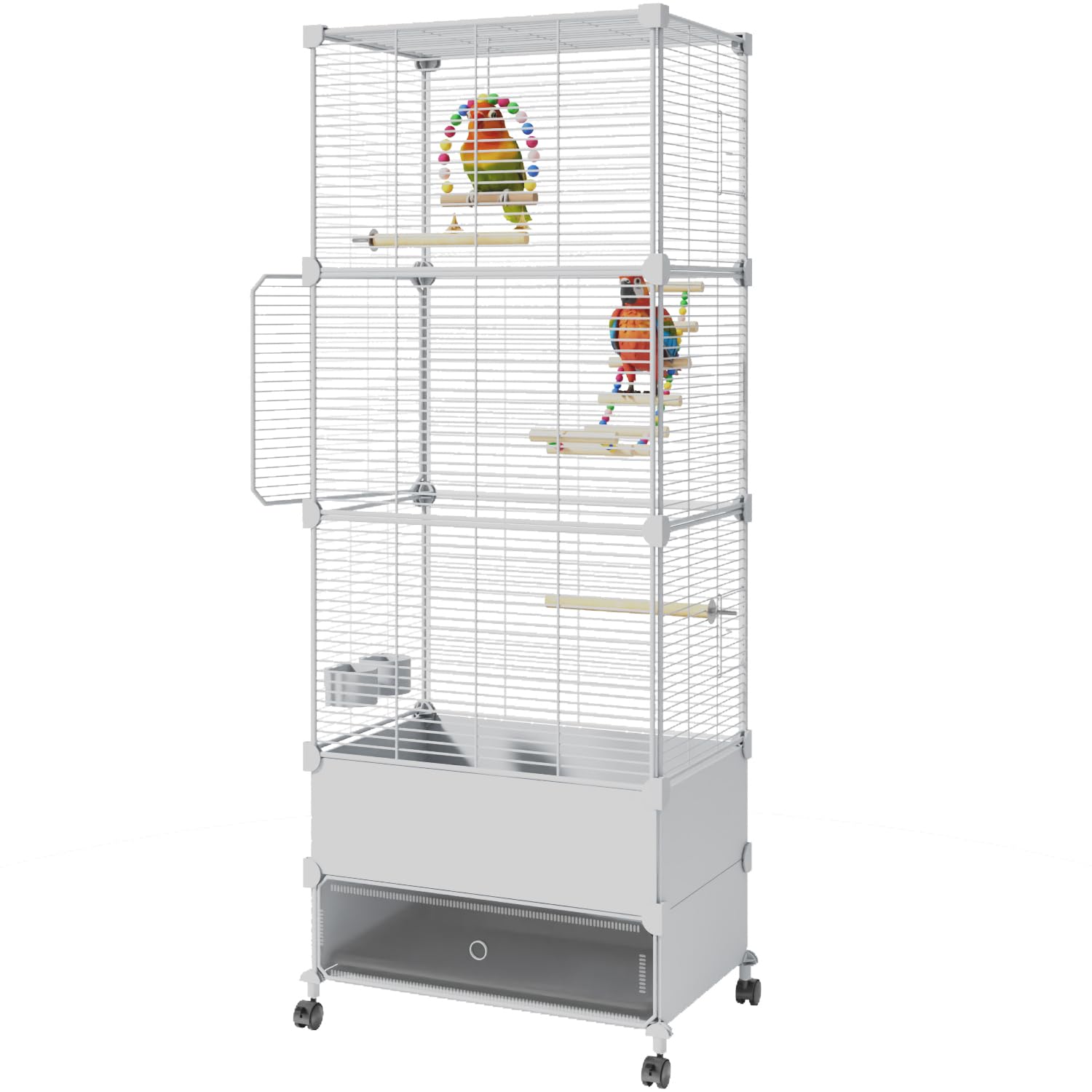 Spacious Bird Cage - Complete Habitat with Rolling Stand