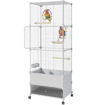 Spacious Bird Cage - Complete Habitat with Rolling Stand