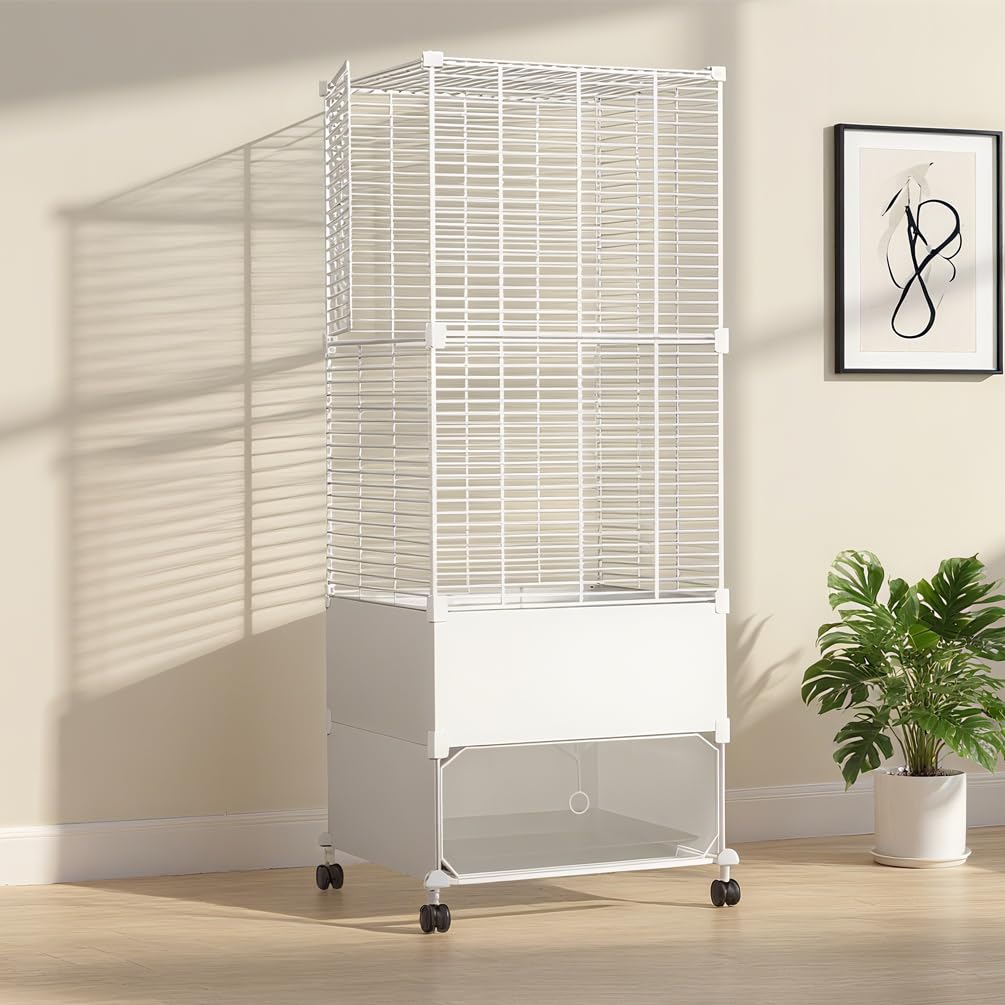 Spacious Bird Cage - Complete Habitat with Rolling Stand