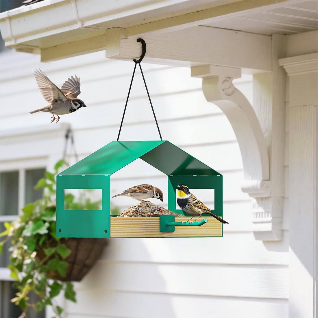 Metal Bird Feeder - Rust-Resistant Hanging Wild Bird Feeder