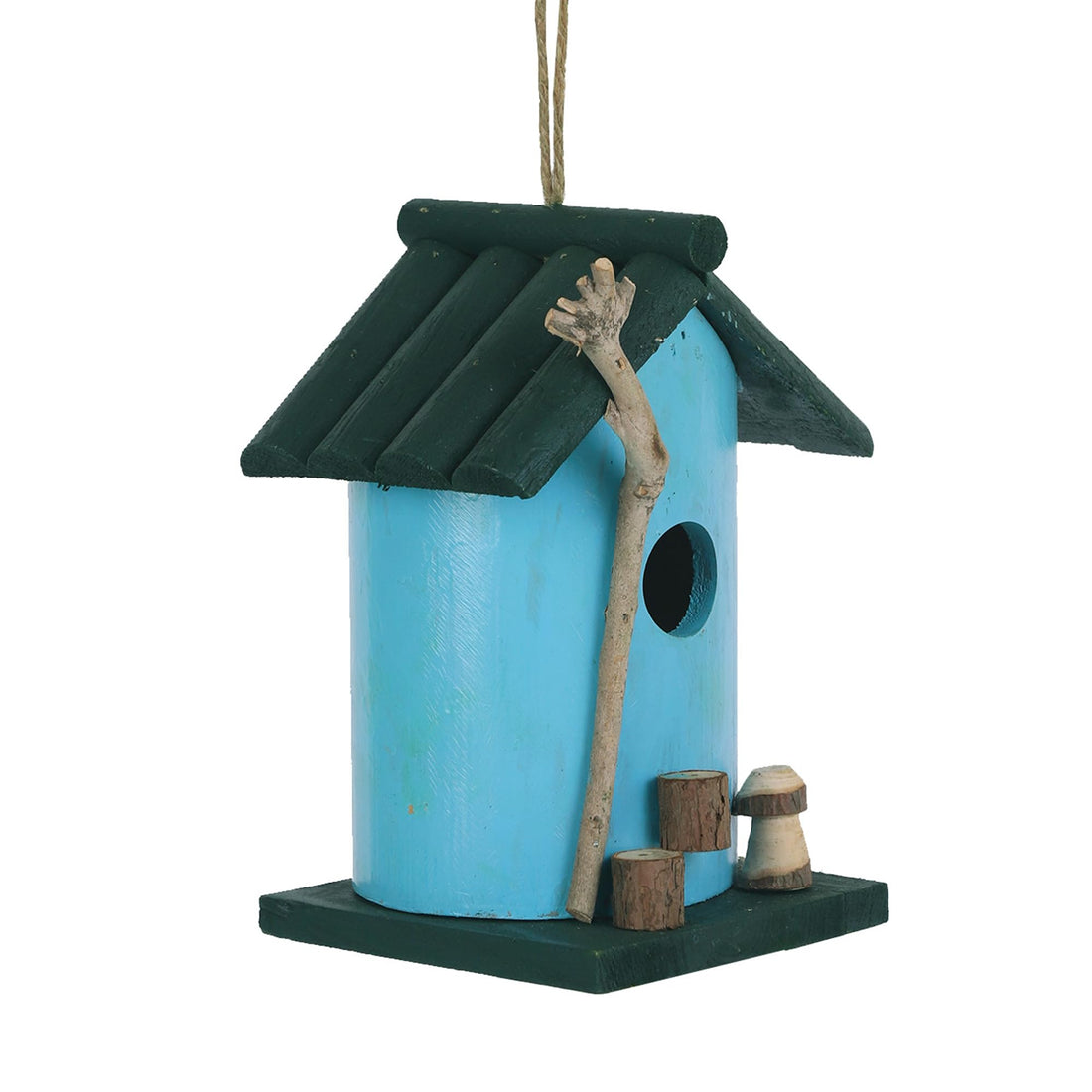 Wooden Bird House with Perch - Hanging Nest for Finches