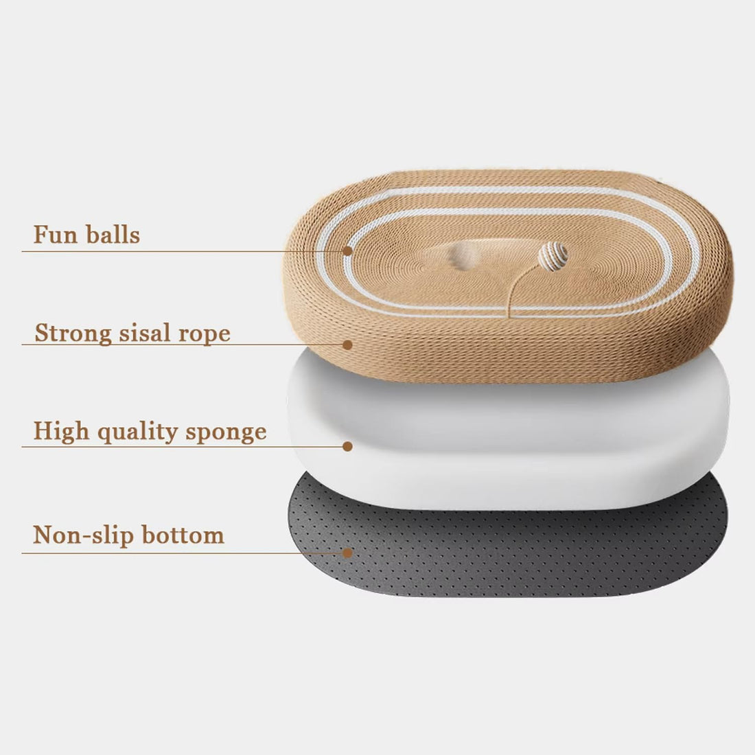 3-in-1 Cat Scratcher & Bed - Sisal Surface with Interactive Ball