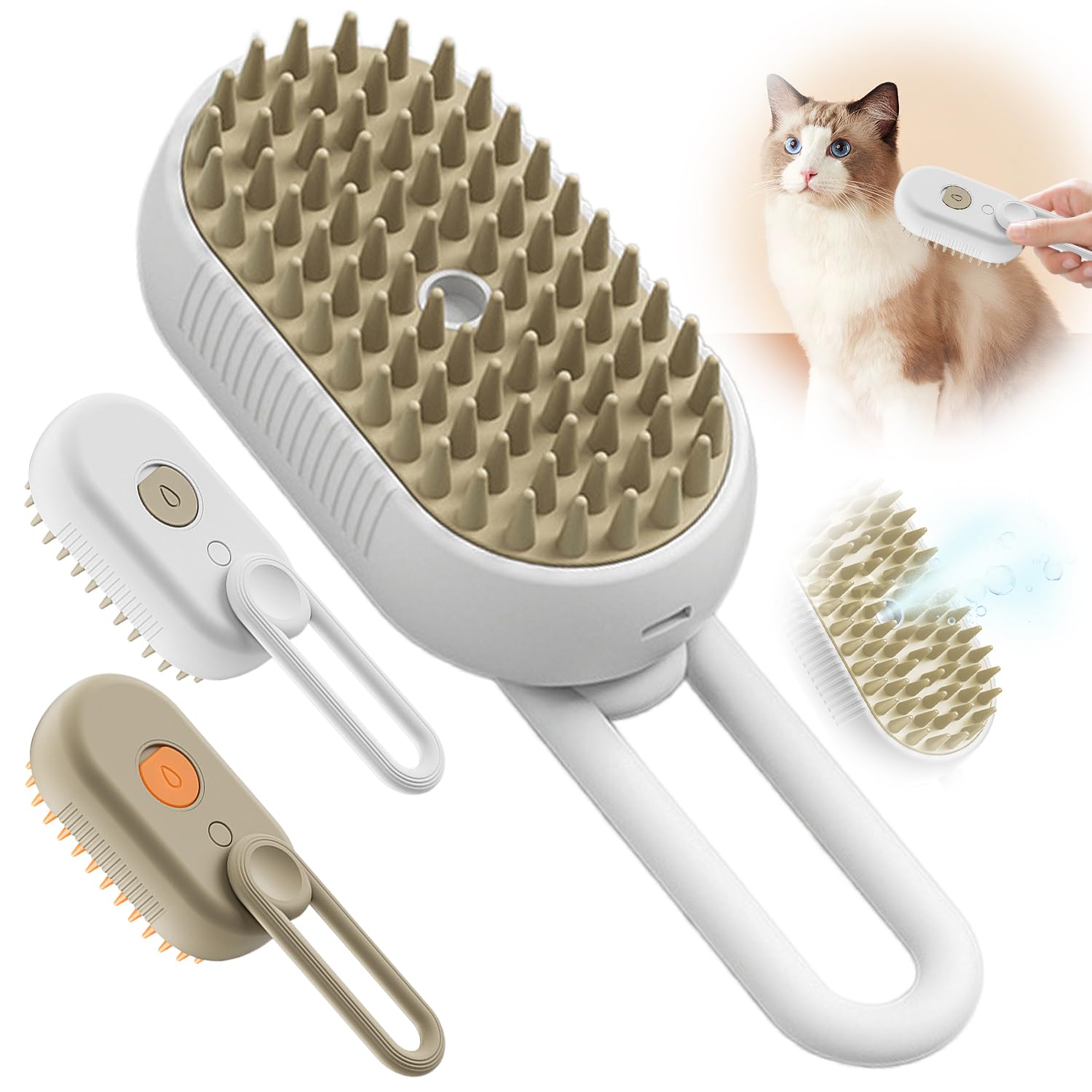 4-in-1 Pet Steam Brush - Rechargeable Grooming Tool with Spray Function