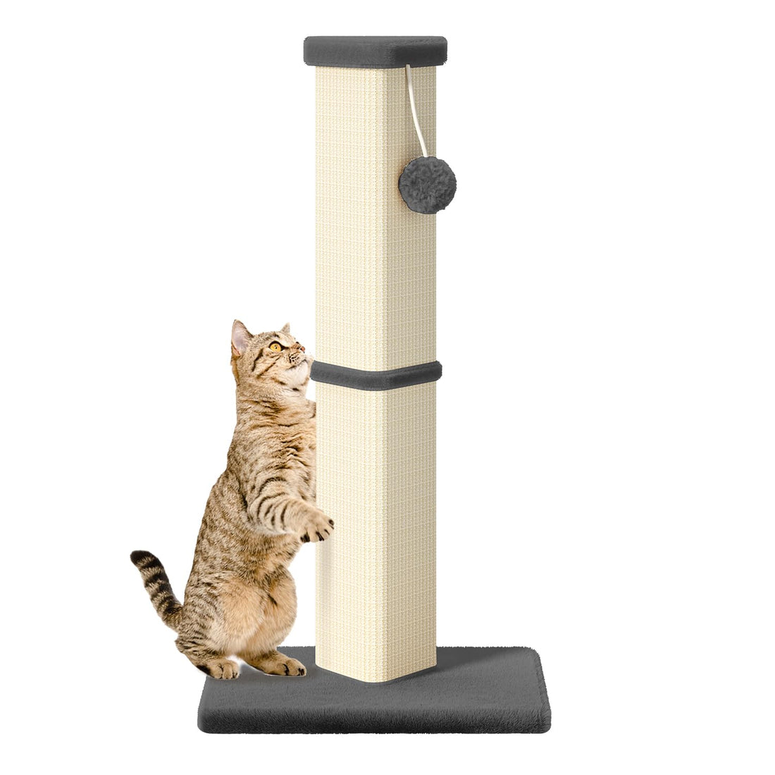 Tall Cat Scratching Post - Sisal-Covered Tower with Playful Accents