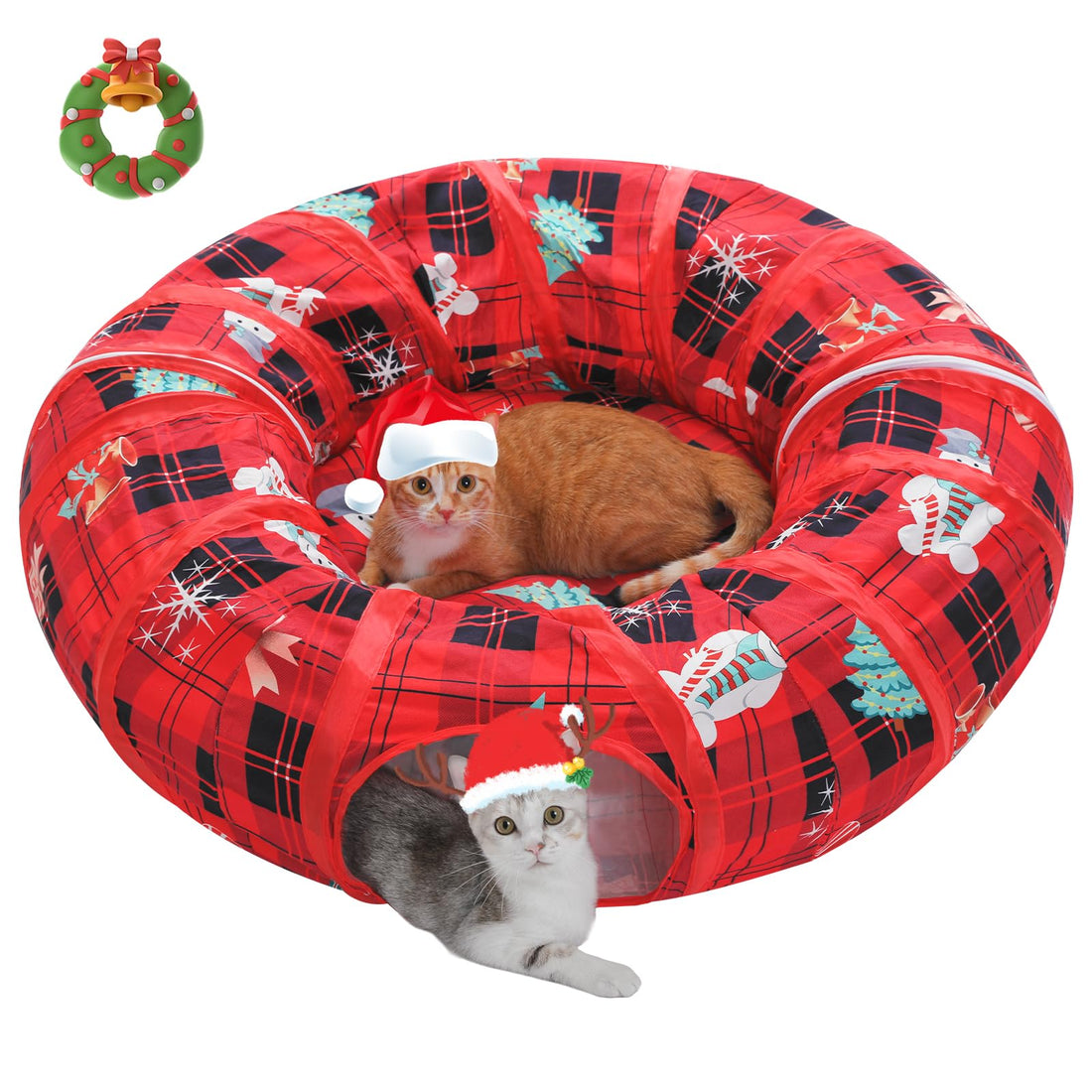 Cactus Cat Tunnel - Collapsible Play Circle with Flower Cushion