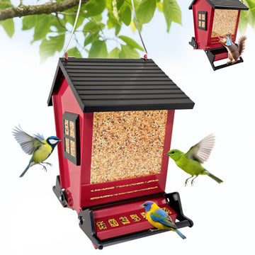 Squirrel Proof Bird Feeder - 5LB Capacity with Triple Protection