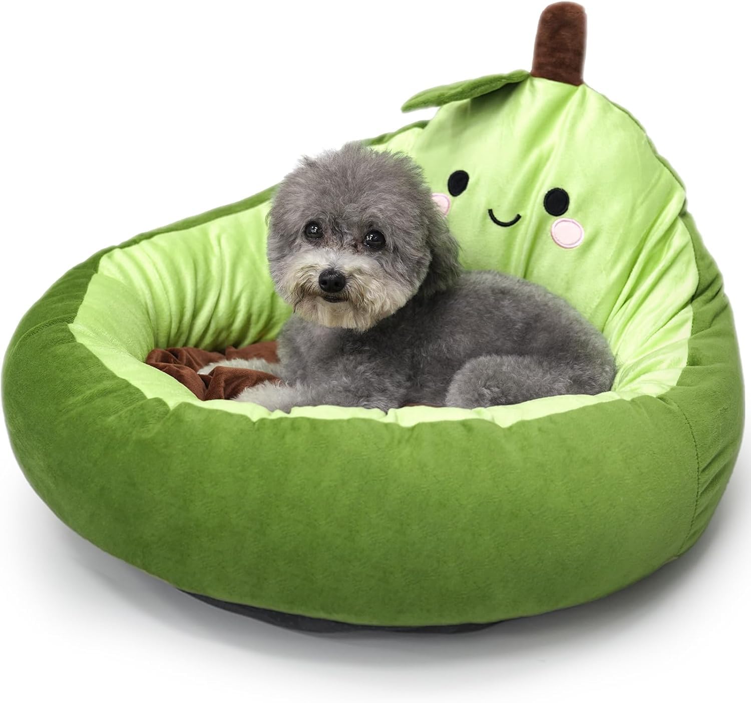 Avocado Pet Bed - Plush Round Cuddle Bed with Removable Pillow