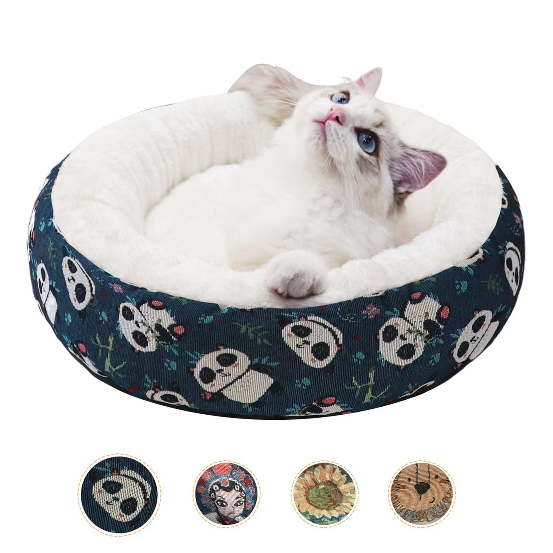 Comfort Donut Pet Bed - Calming Cuddle Nest with Jacquard Pattern