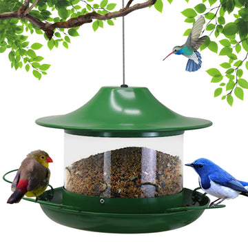 Vintage Metal Bird Feeder - Weatherproof Design with Spill-Proof Tray