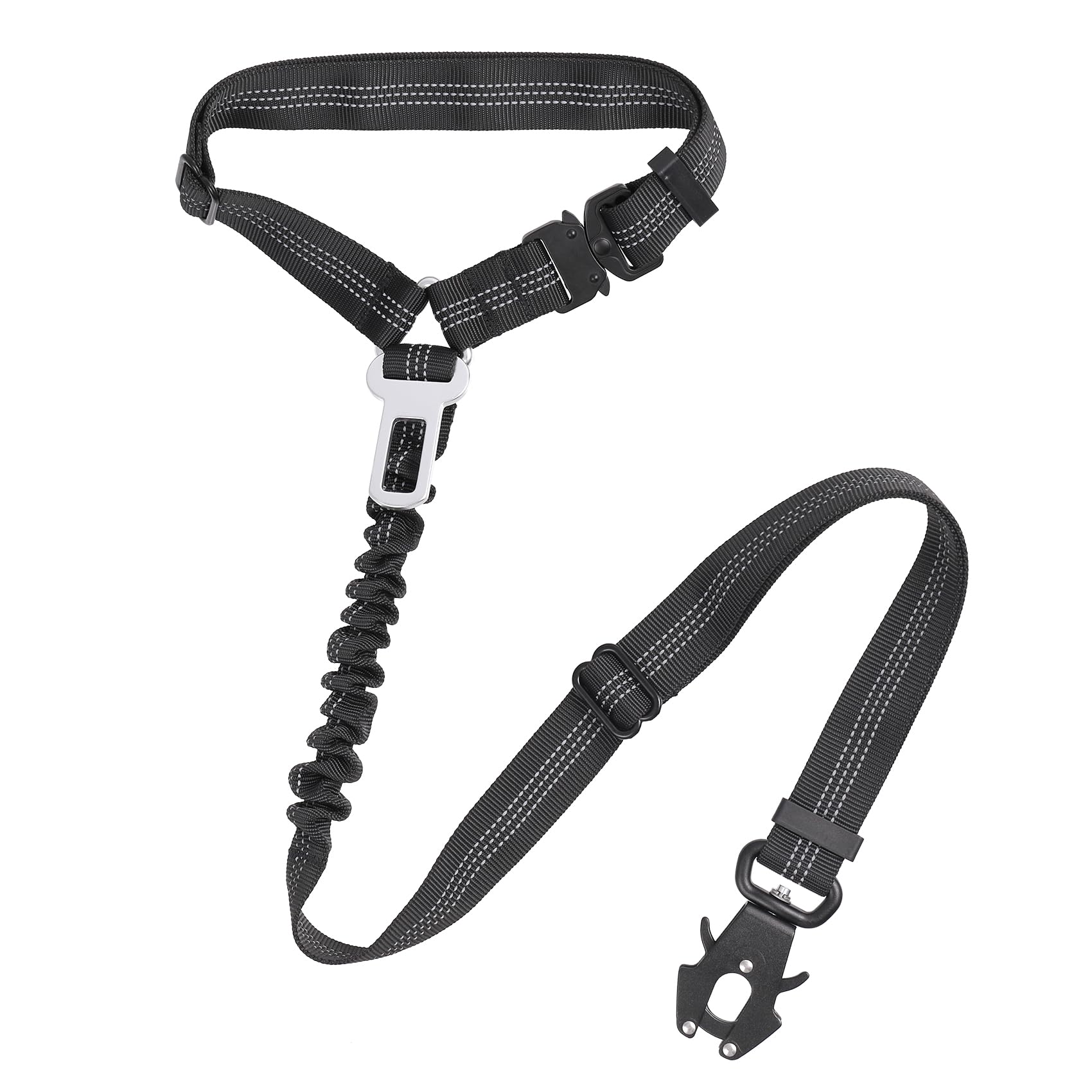 Secure 3-in-1 Car Harness - Retractable Safety Leash with Bungee Buffer