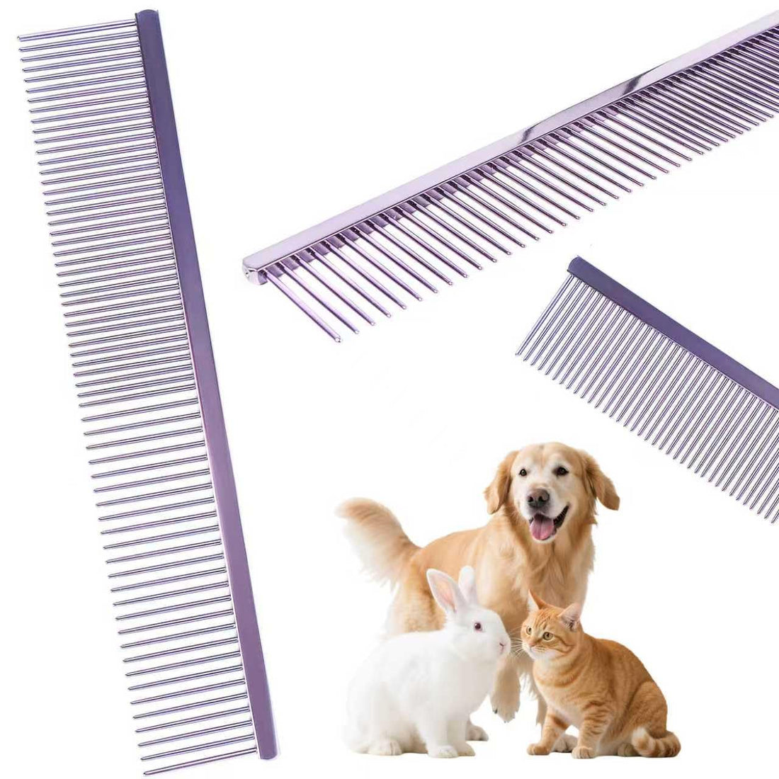 Professional Pet Grooming Comb - Stainless Steel Detangling Tool