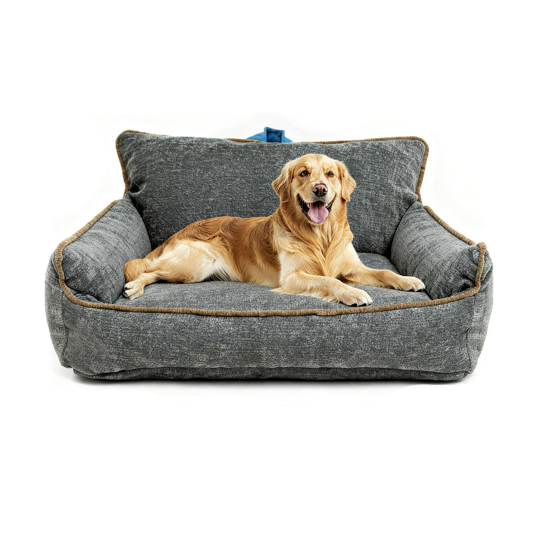 Portable Pet Sofa Bed - Plush Chenille Orthopedic Couch with Storage Pockets