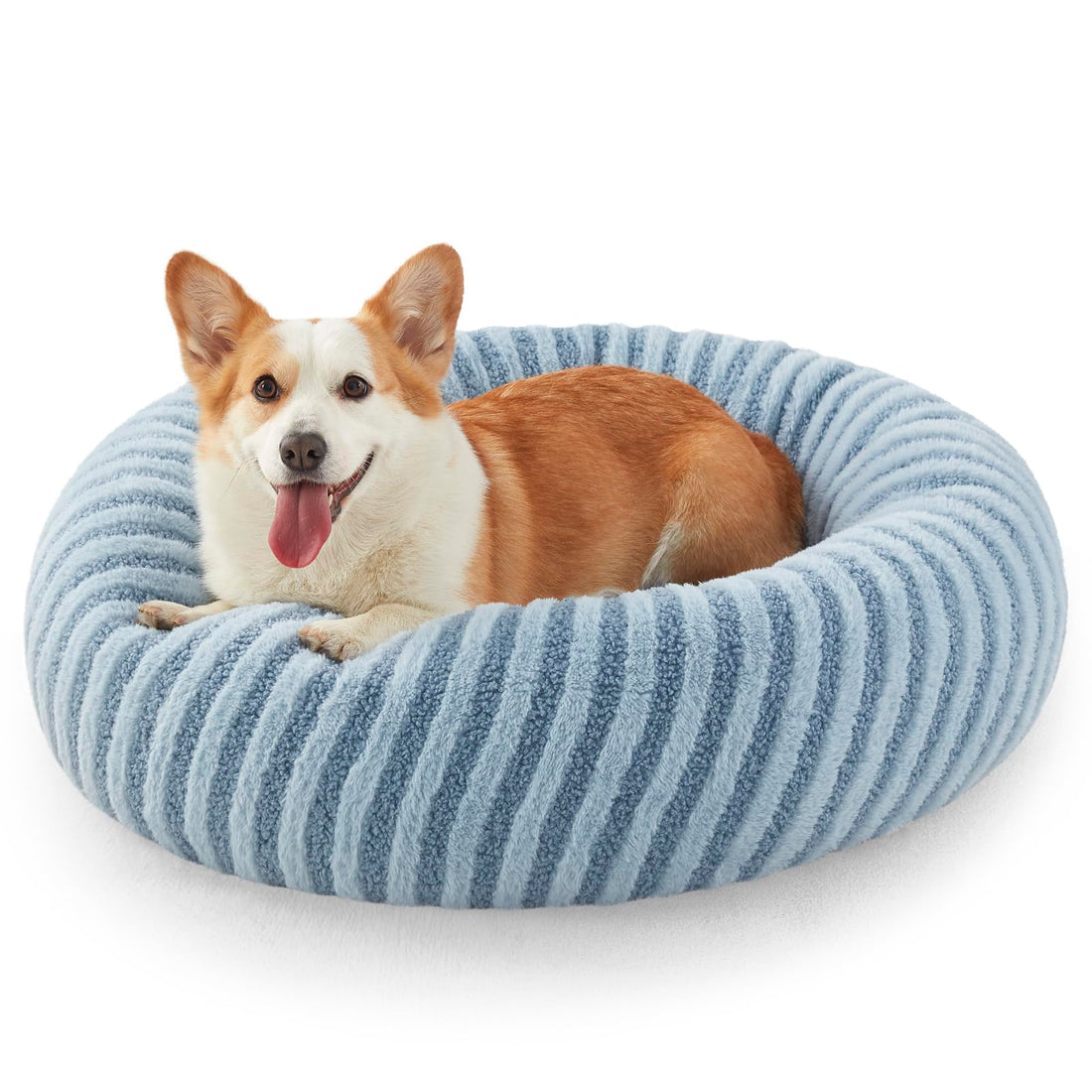 Comfort Donut Pet Bed - Plush Calming Cuddle Bed with Removable Cover