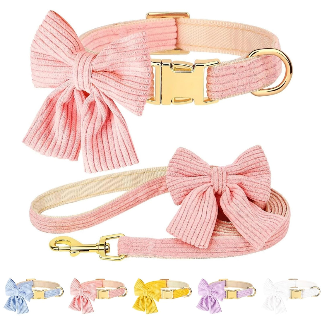 Elegant Pet Collar Set - Adjustable Collar with Decorative Bow