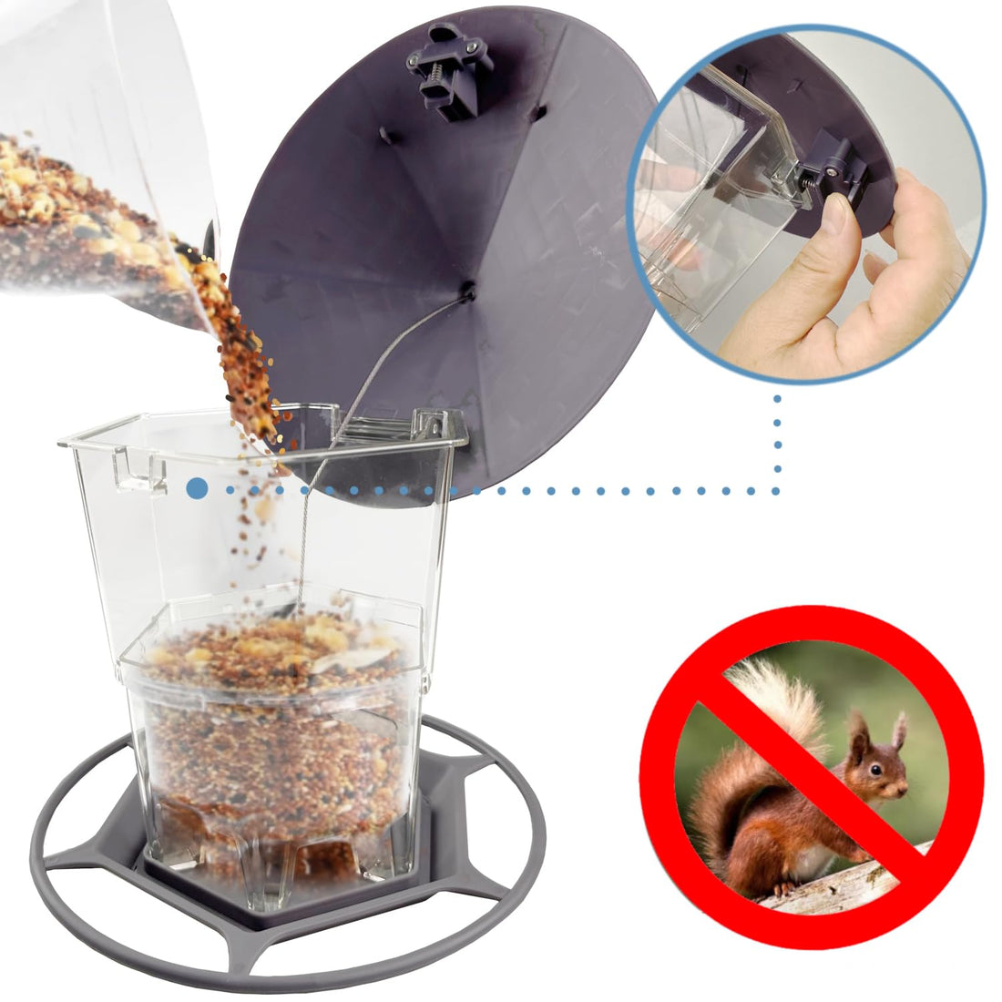 Adjustable Bird Feeder - Plastic Hanging Feeder with Protective Roof