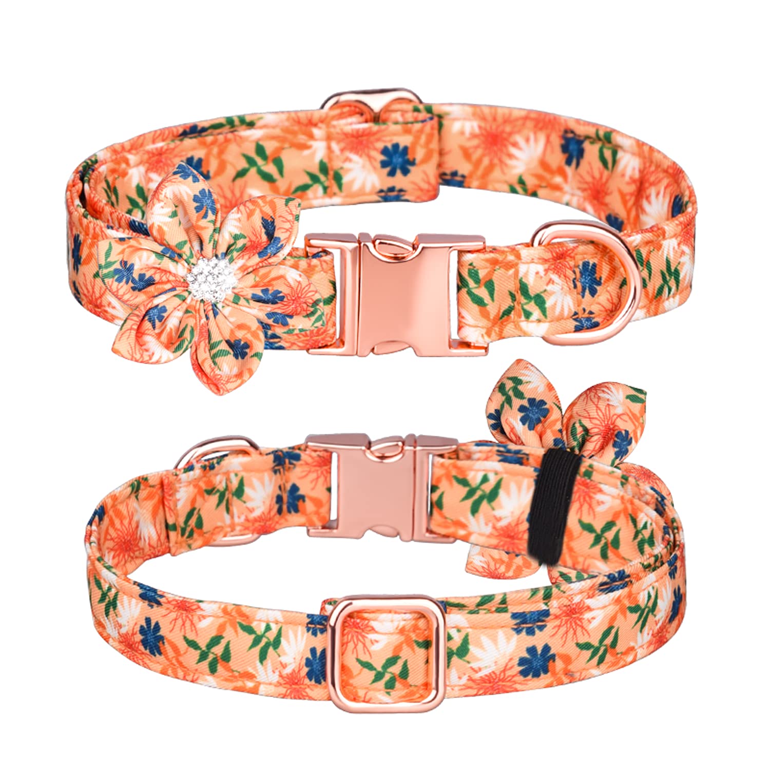 Elegant Pet Collar - Detachable Floral Accent with Soft Cotton