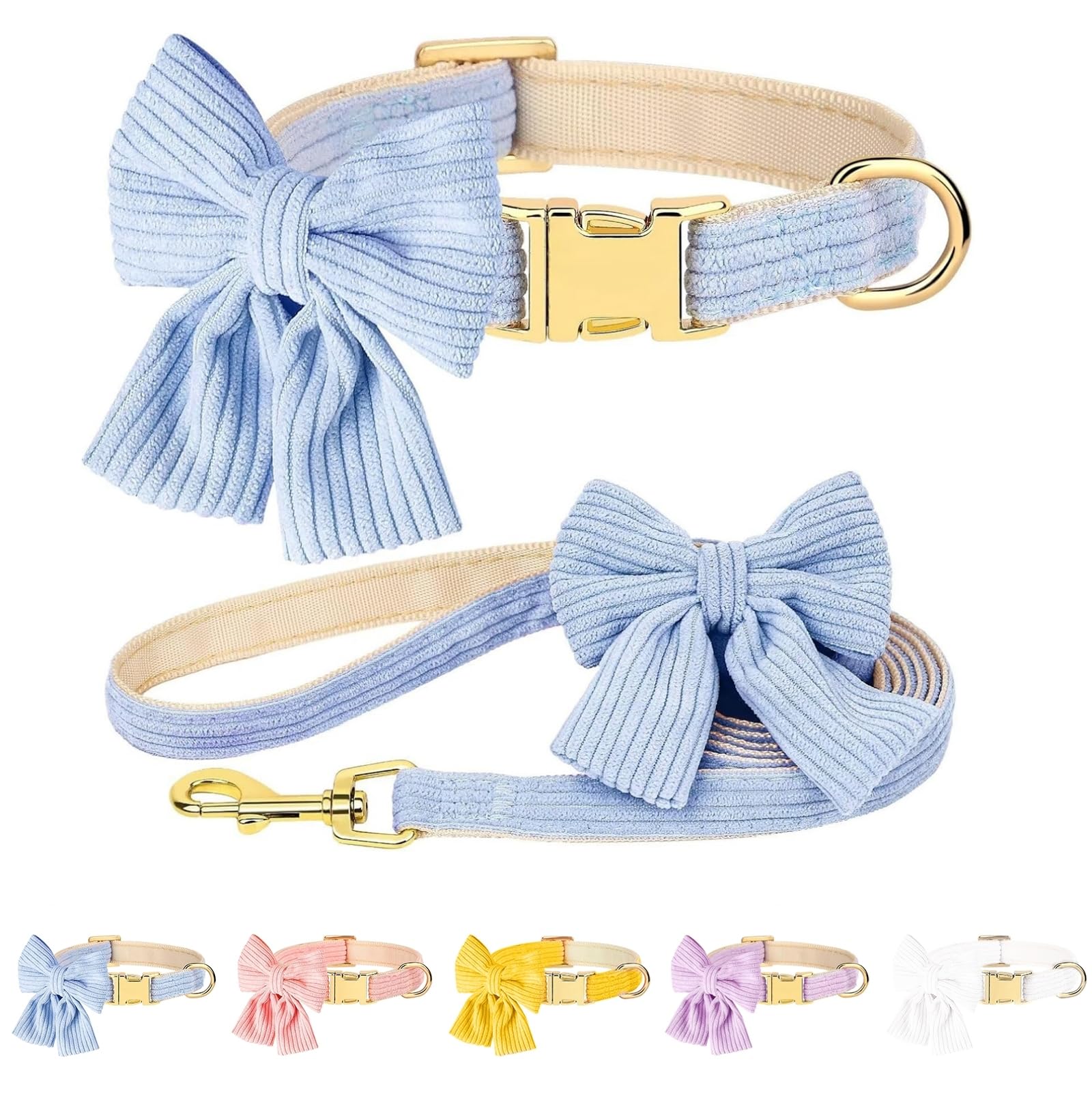 Elegant Pet Collar Set - Adjustable Collar with Decorative Bow