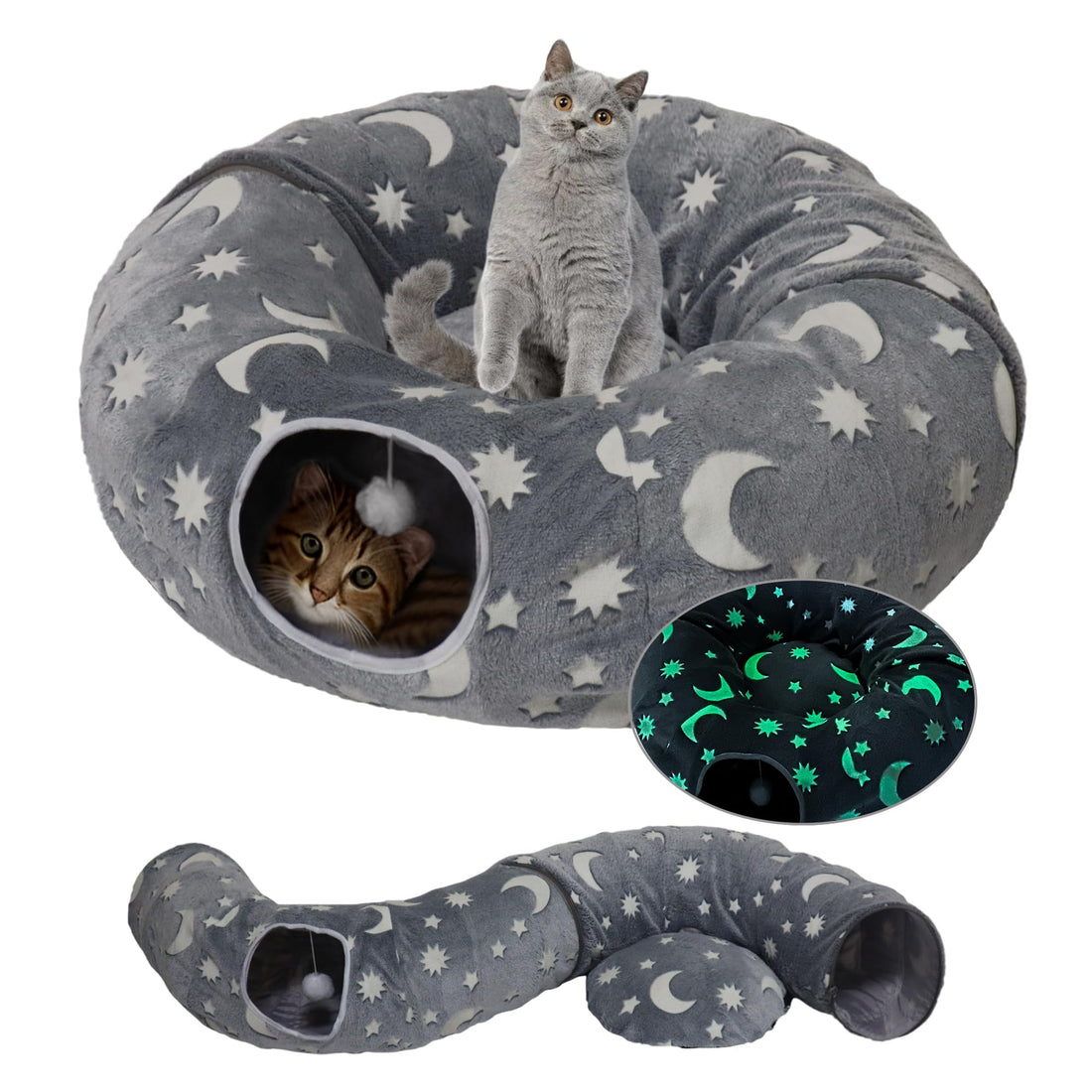 Cozy Pet Tunnel Bed - Convertible Play Tube with Removable Cushion
