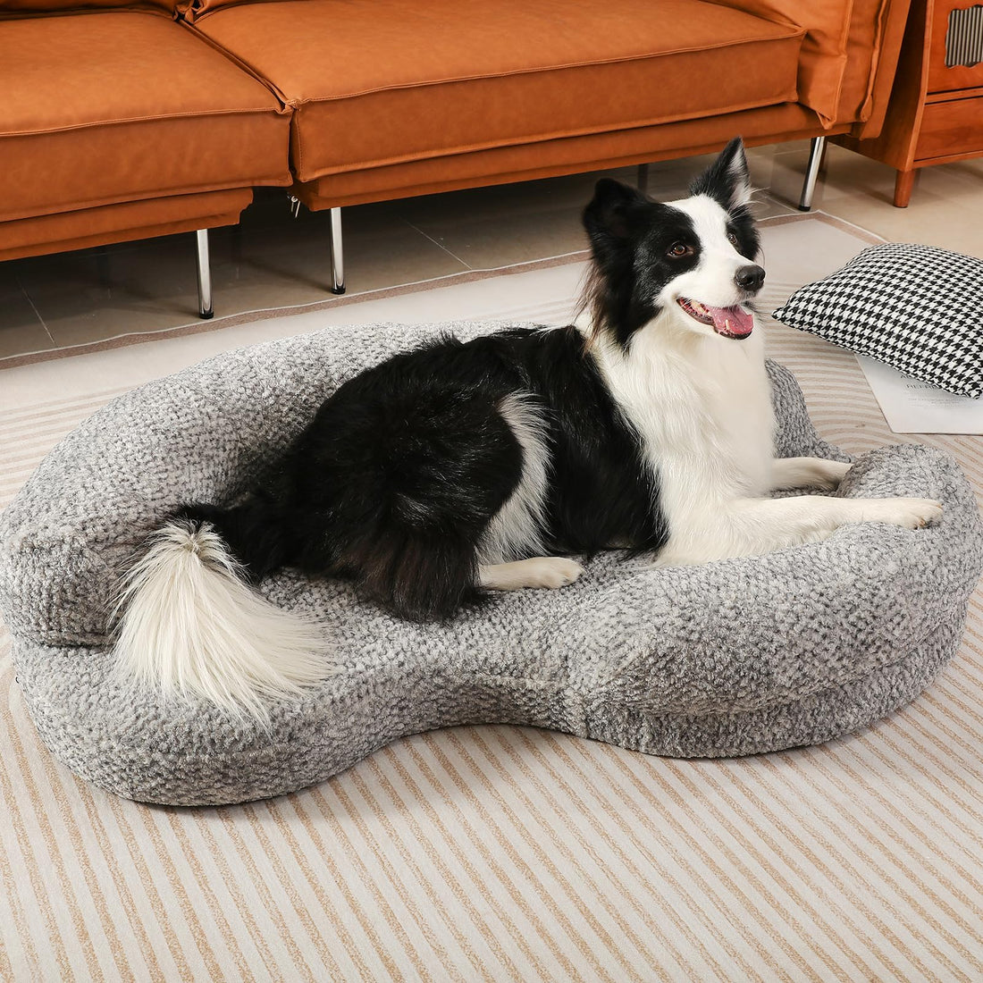 Supportive Pet Bed - Round Orthopedic Mattress with Removable Cover