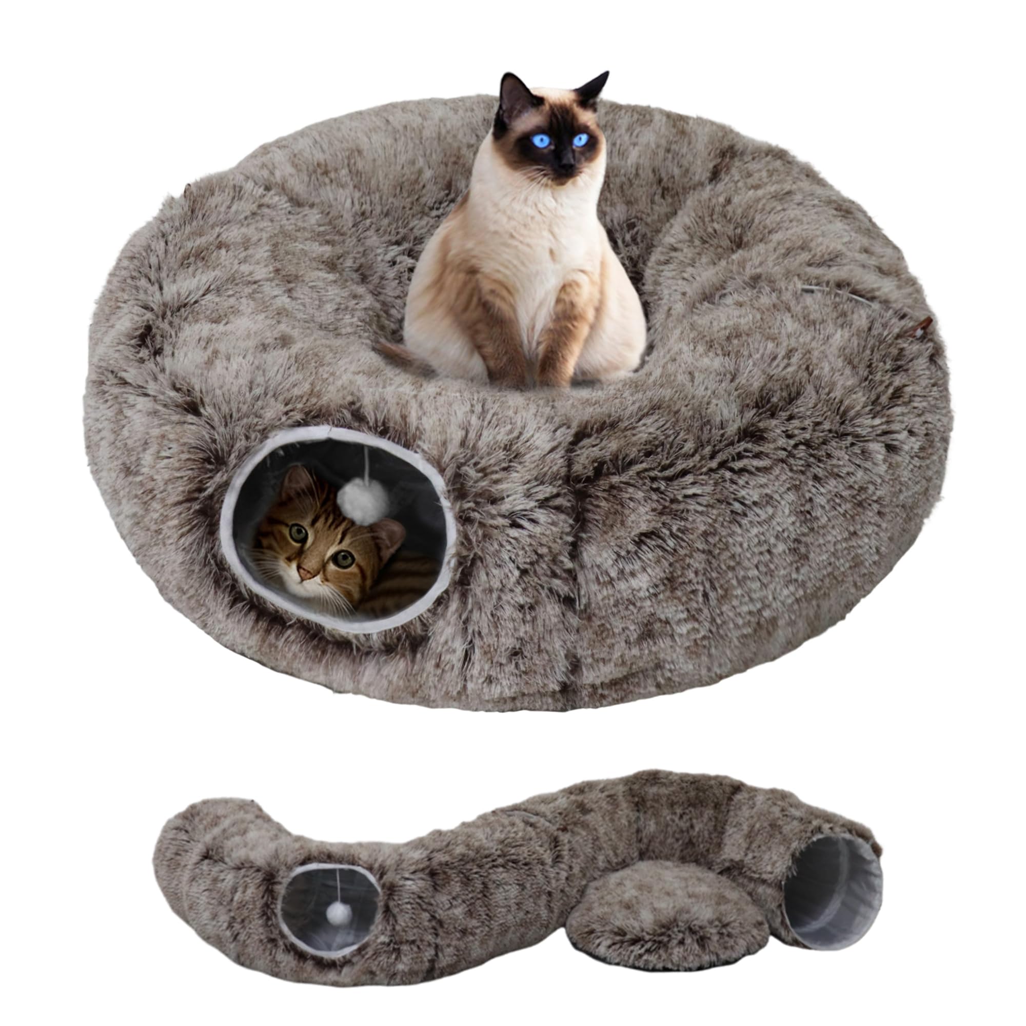Cozy Pet Tunnel Bed - Convertible Play Tube with Removable Cushion