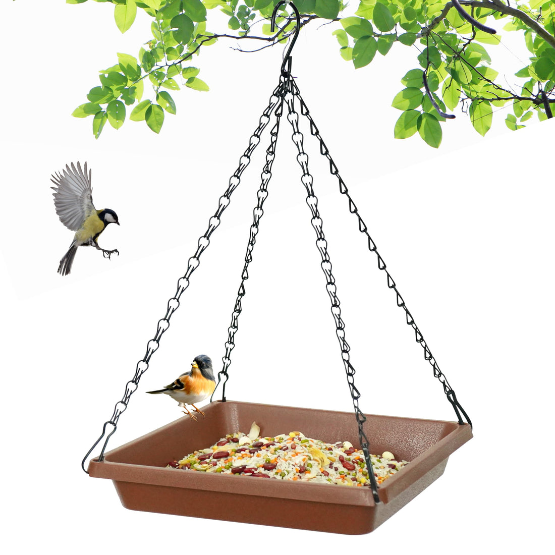 Platform Bird Feeder - Spacious Hanging Tray with Drainage