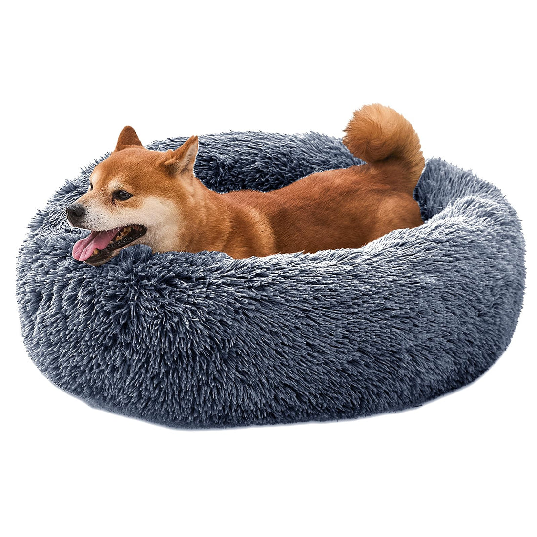 Cozy Donut Pet Bed - Plush Round Bed with Neck Support