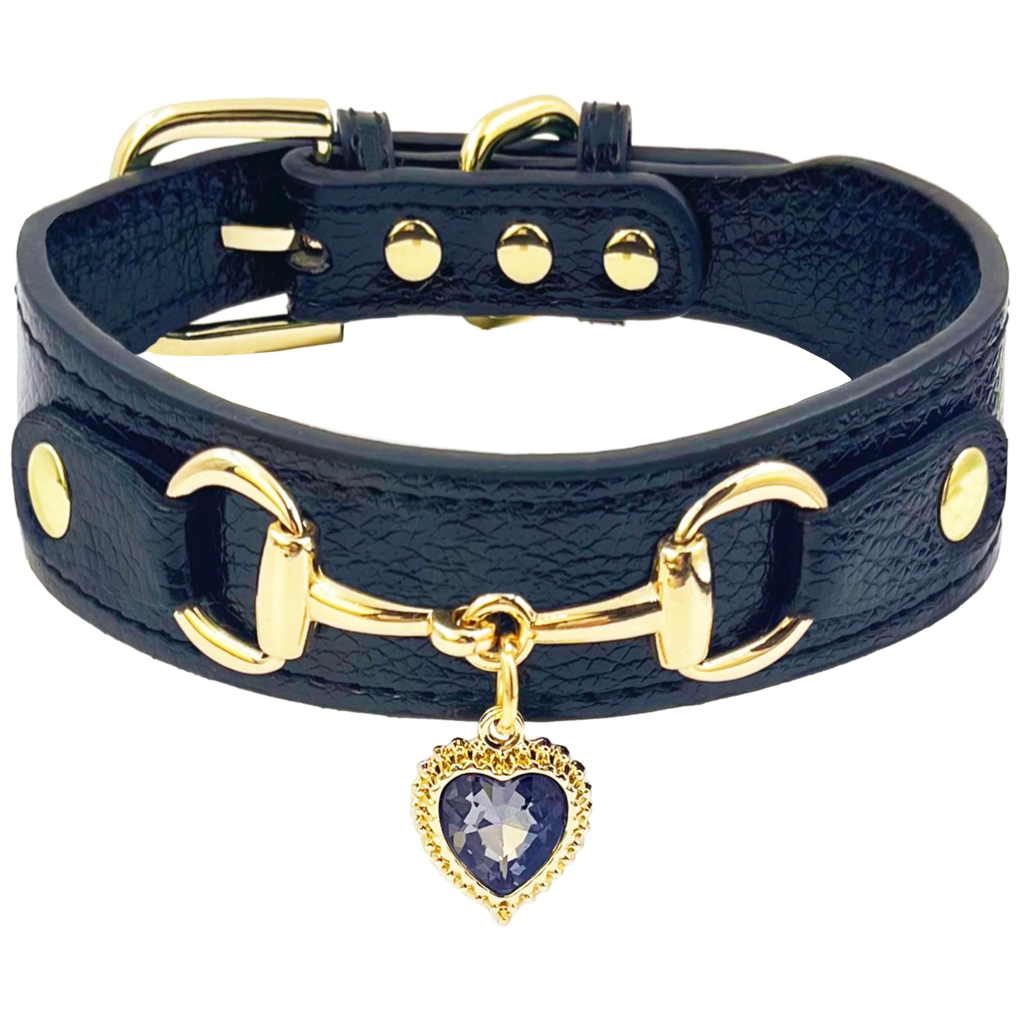 Elegant Pet Collar - PU Leather with Heart Accent