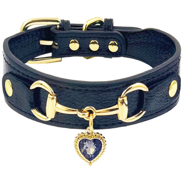 Elegant Pet Collar - PU Leather with Heart Accent