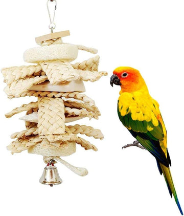 Natural Loofah Chew Toy - Bird Beak Grinding Swing