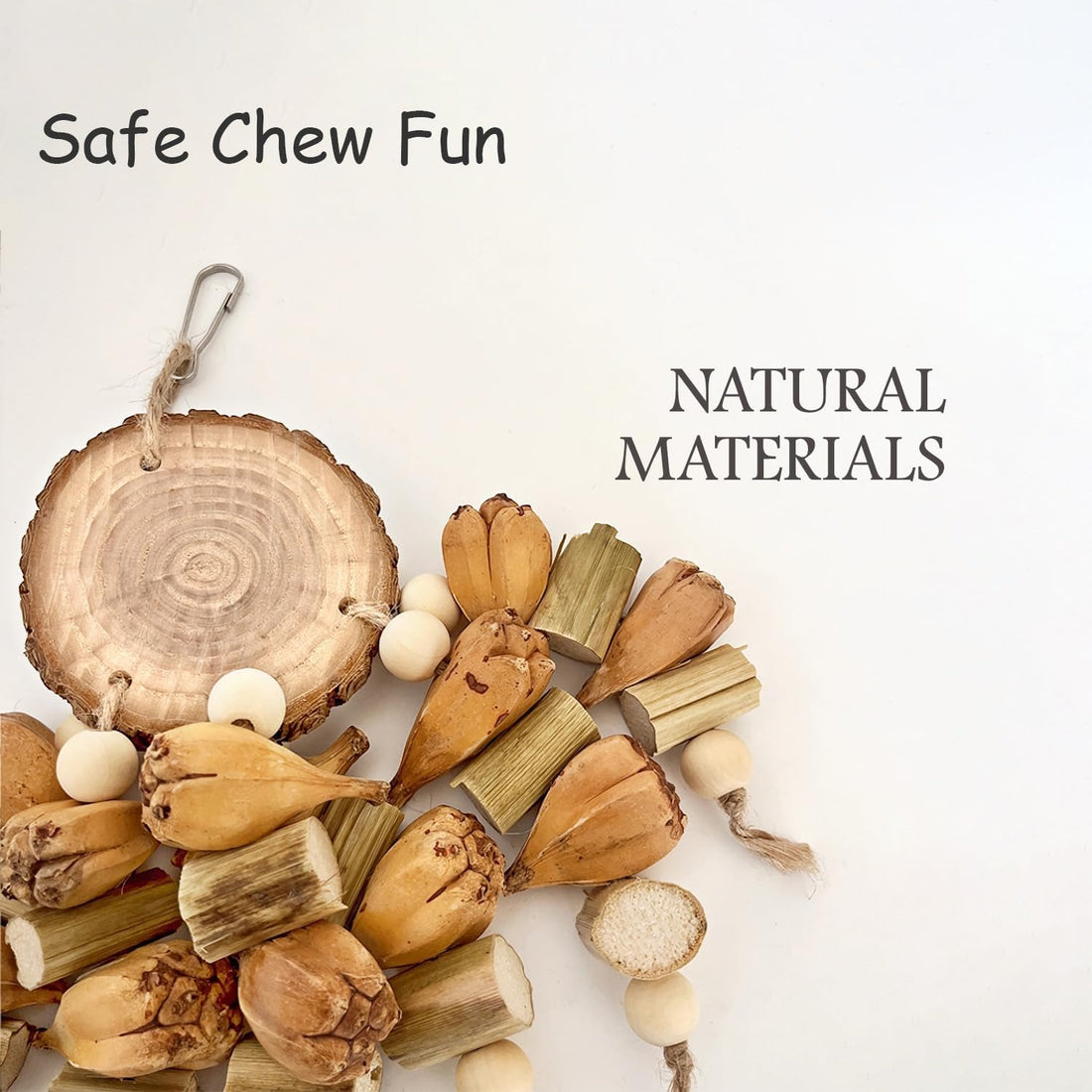 Natural Bird Perch - Chewable Foraging Toy with Replaceable Parts