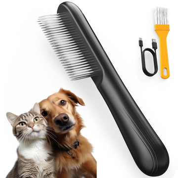 Ionic Pet Grooming Comb - USB Rechargeable Detangler with Safety Lock