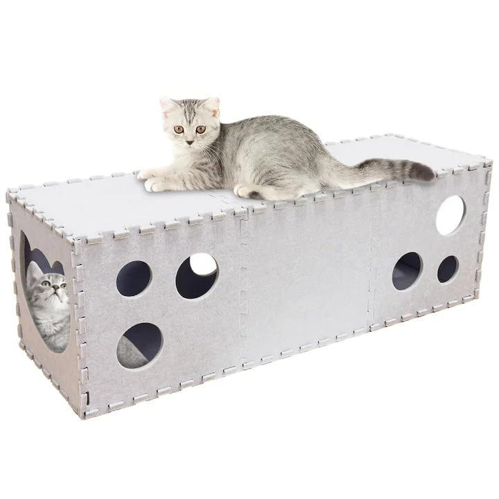 Modular Cat Tunnel - Felt Play System with Peek-Through Windows