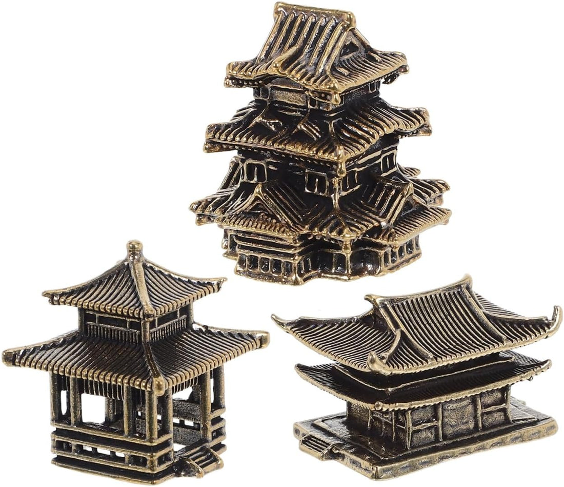 Pagoda Sculpture Set - Vintage Miniature Lanterns for Zen Decor