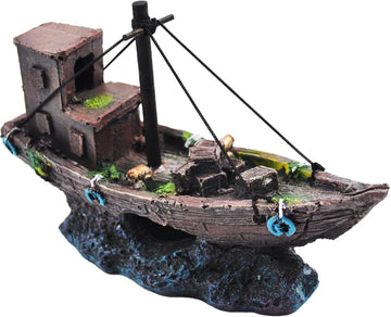Shipwreck Aquarium Ornament - Resin Sunken Ship Decor